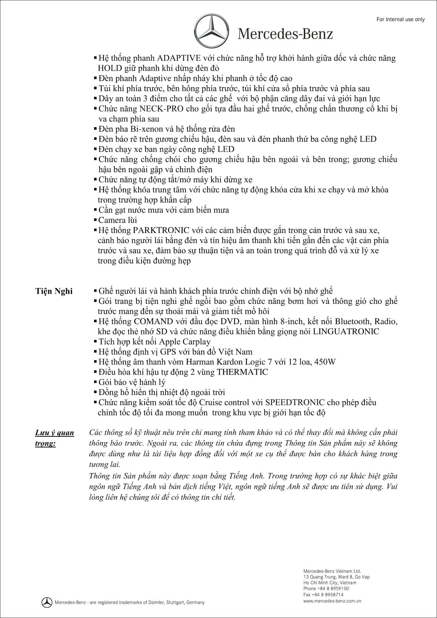 Bảng thông số kỹ thuật Mercedes G500 2019 tại MercedesVN