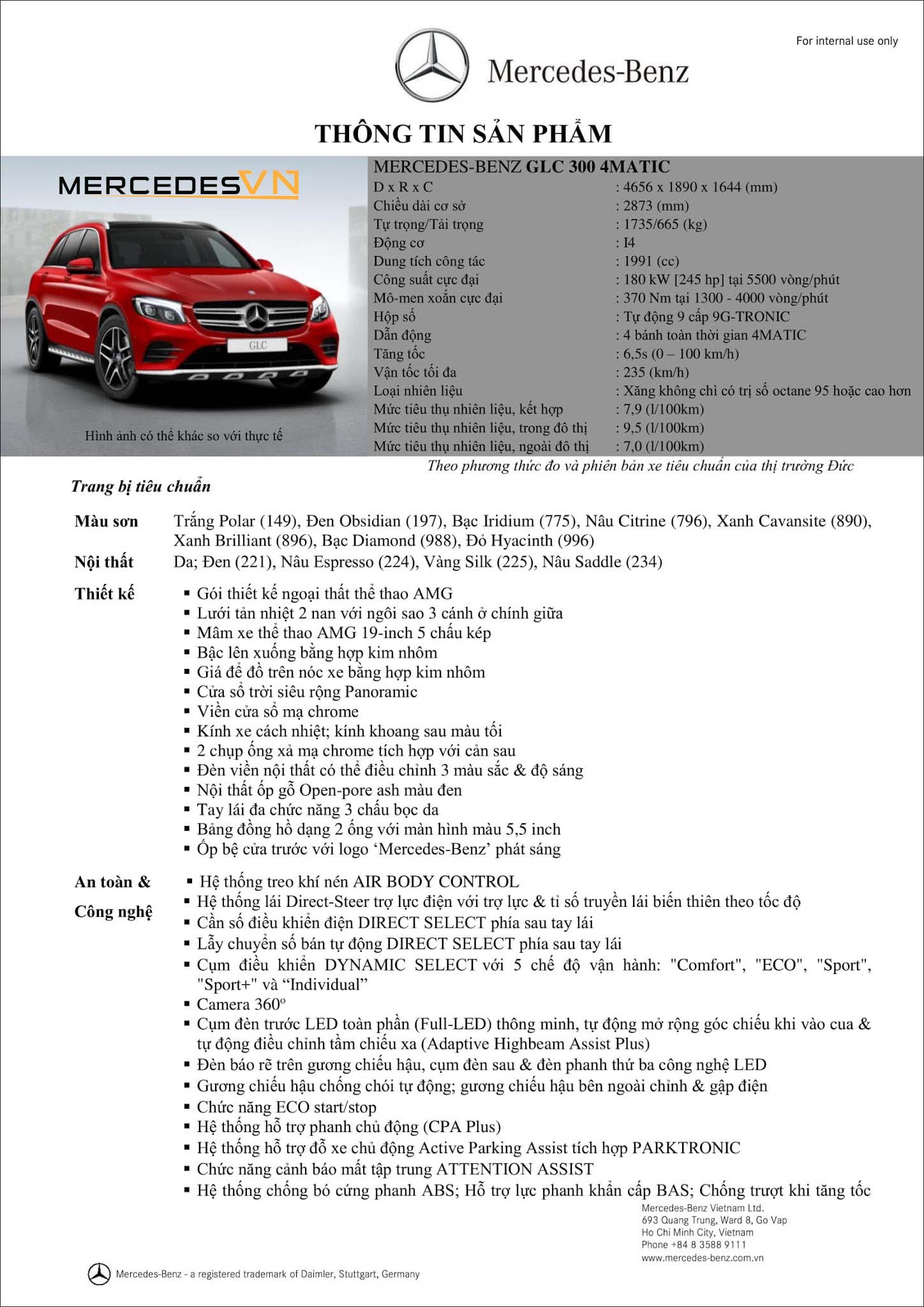 Bảng thông số kỹ thuật Mercedes GLC 300 4MATIC 2019 tại MercedesVN