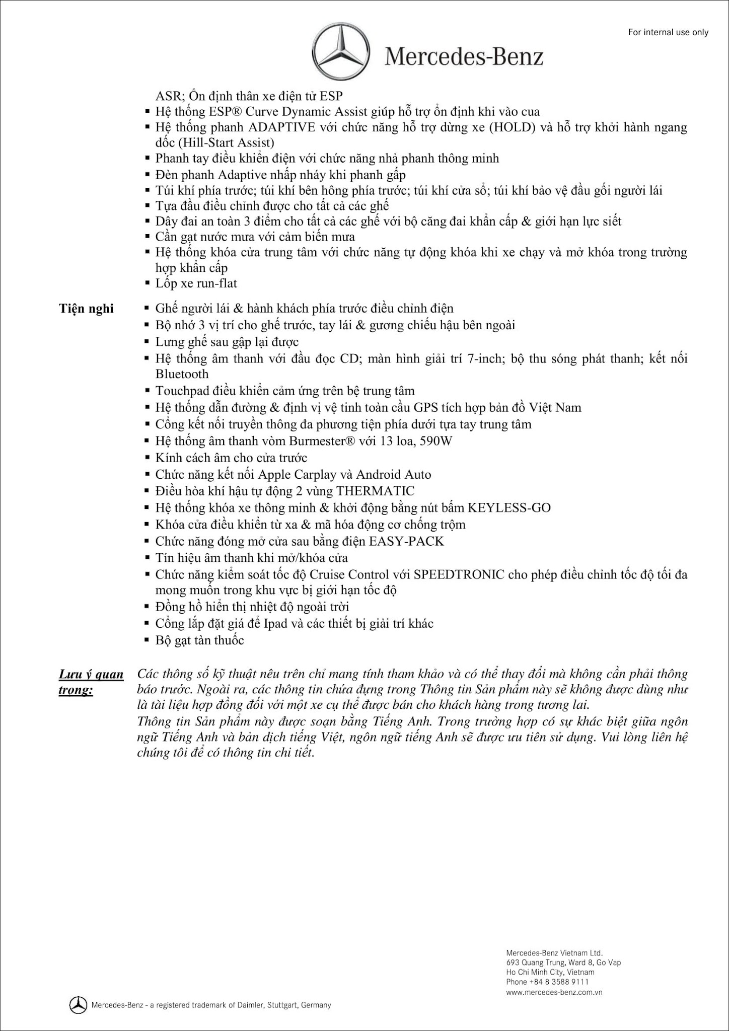 Bảng thông số kỹ thuật Mercedes GLC 300 4MATIC 2019 tại MercedesVN