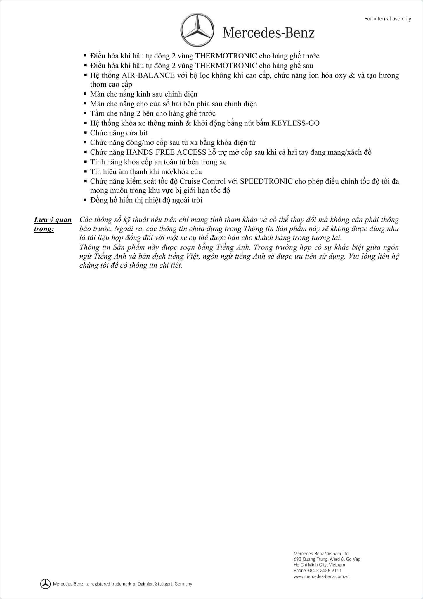 Bảng thông số kỹ thuật Mercedes Maybach S450 4MATIC 2019 tại MercedesVN