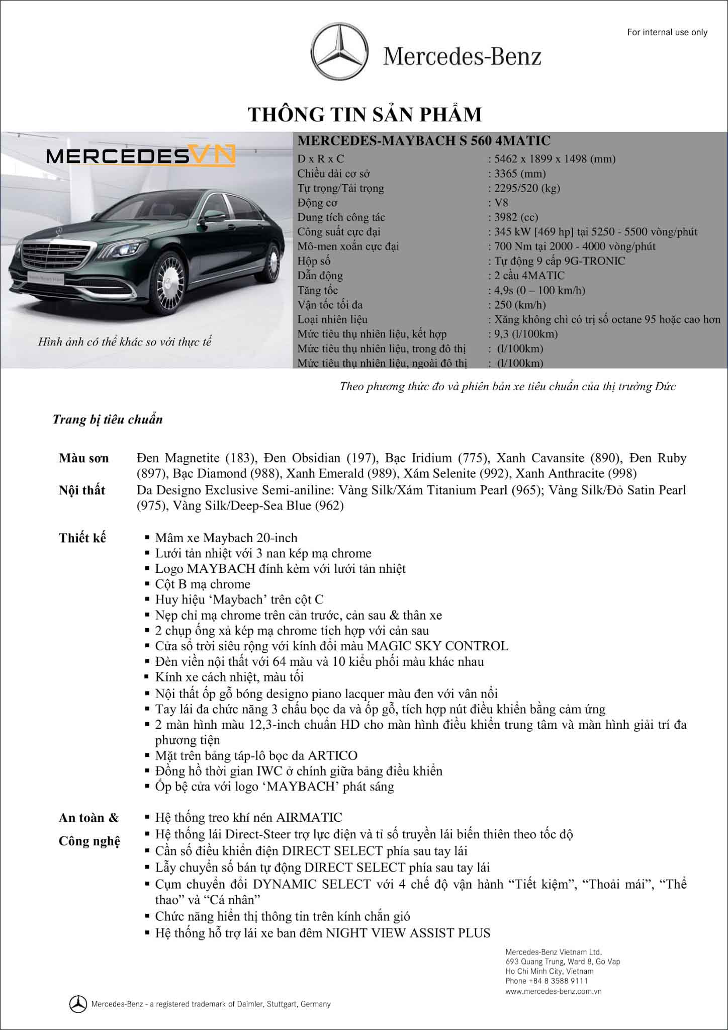 Bảng thông số kỹ thuật Mercedes Maybach S560 4MATIC 2019 tại MercedesVN 140