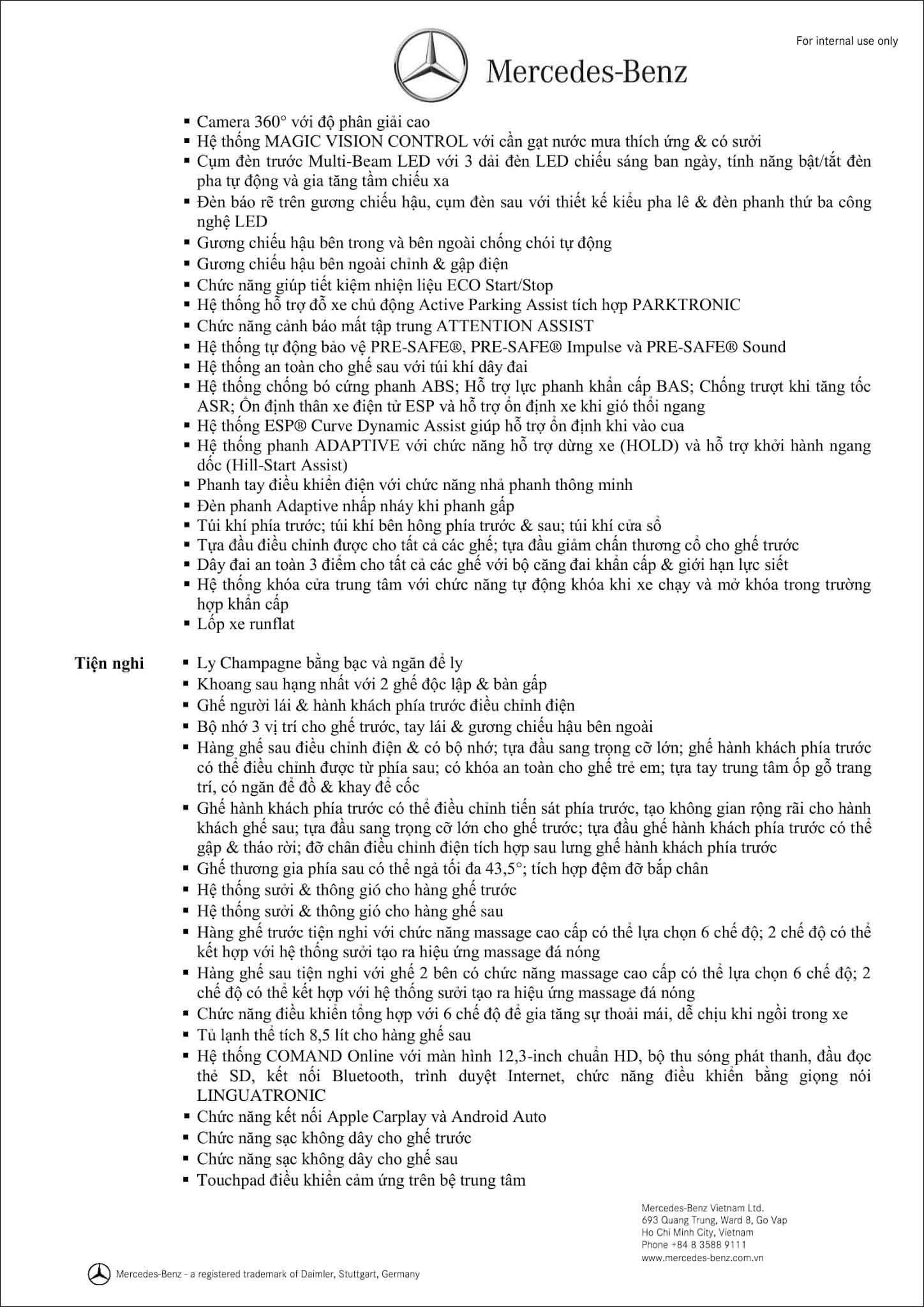 Bảng thông số kỹ thuật Mercedes Maybach S560 4MATIC 2019 tại MercedesVN 140