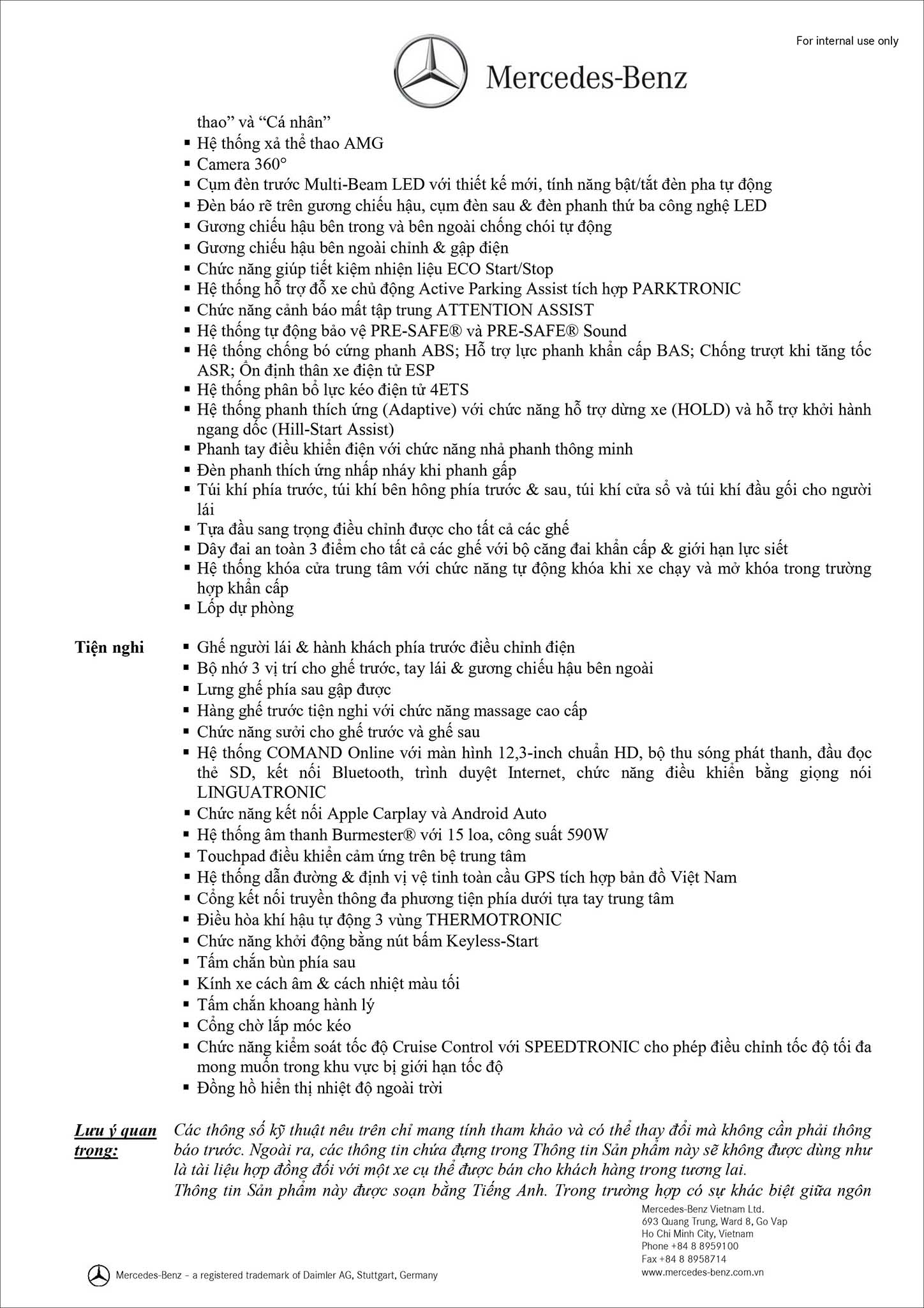 Bảng thông số kỹ thuật Mercedes AMG G63 2020 tại MercedesVN