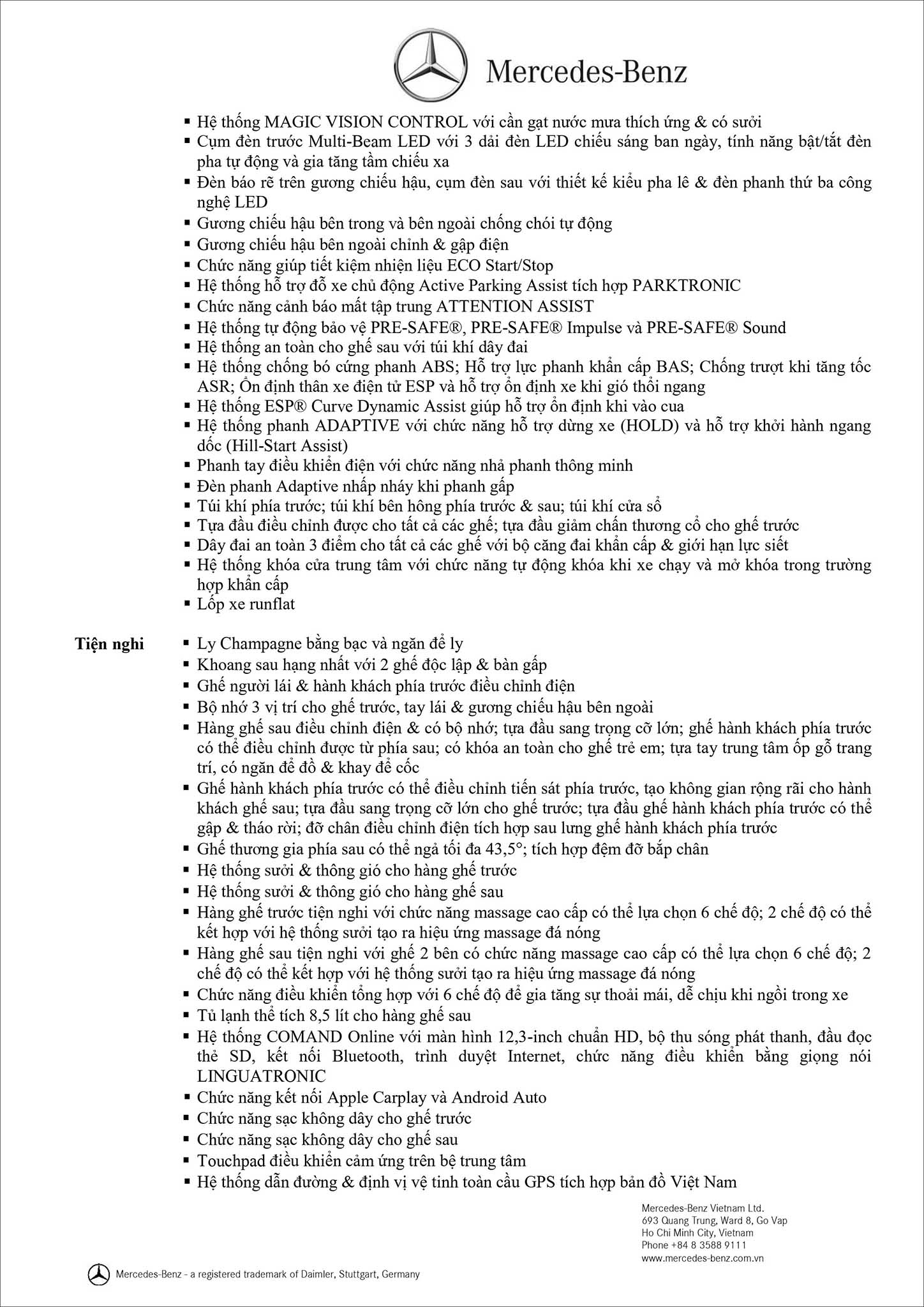 Bảng thông số kỹ thuật Mercedes Maybach S560 4MATIC 2020