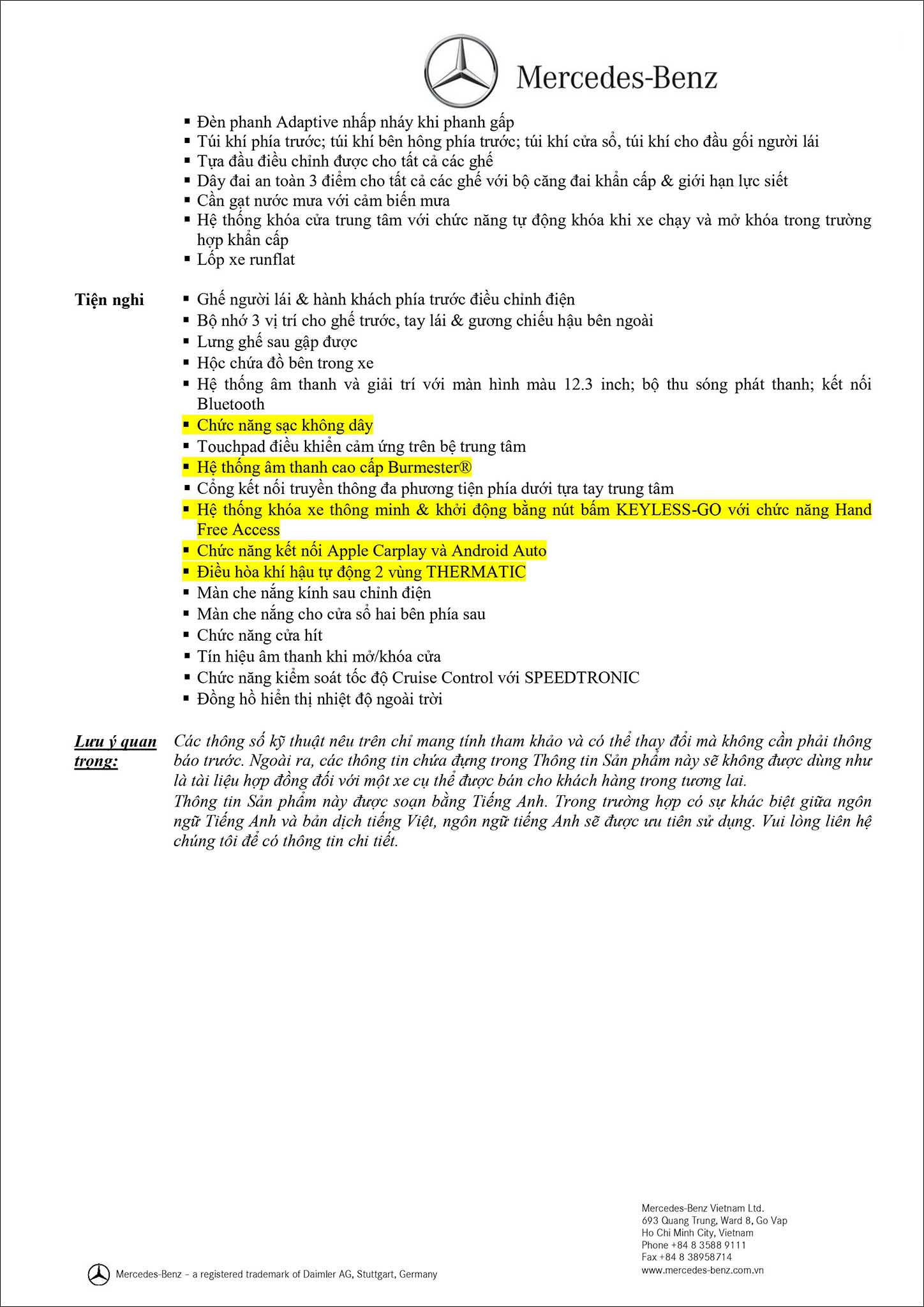 Bảng thông số kỹ thuật Mercedes E200 Exclusive 2020 mới ra mắt