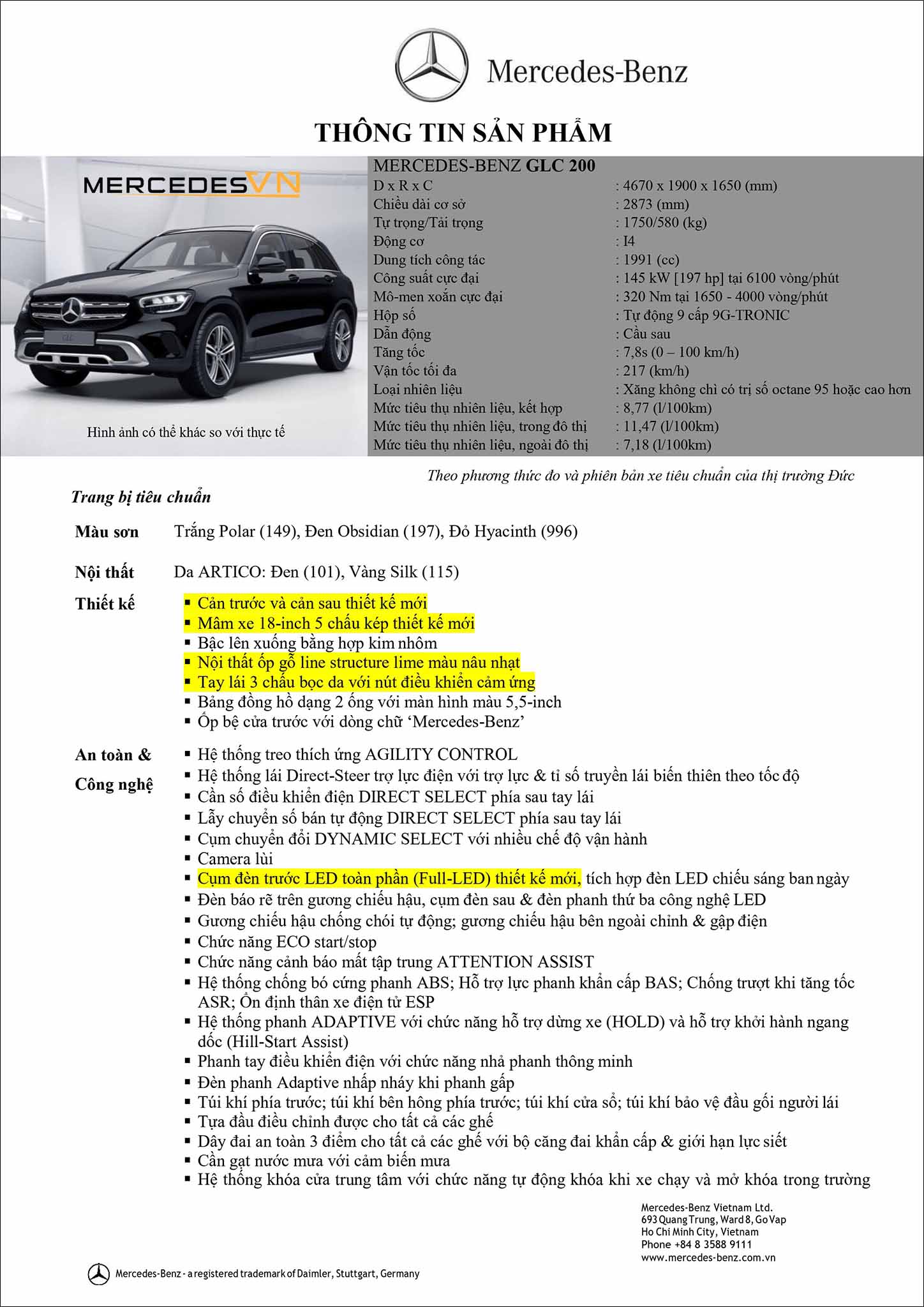 Bảng thông số kỹ thuật Mercedes GLC 200 2020 phiên bản nâng cấp tại MercedesVNBảng thông số kỹ thuật Mercedes GLC 200 2020 phiên bản nâng cấp tại MercedesVN