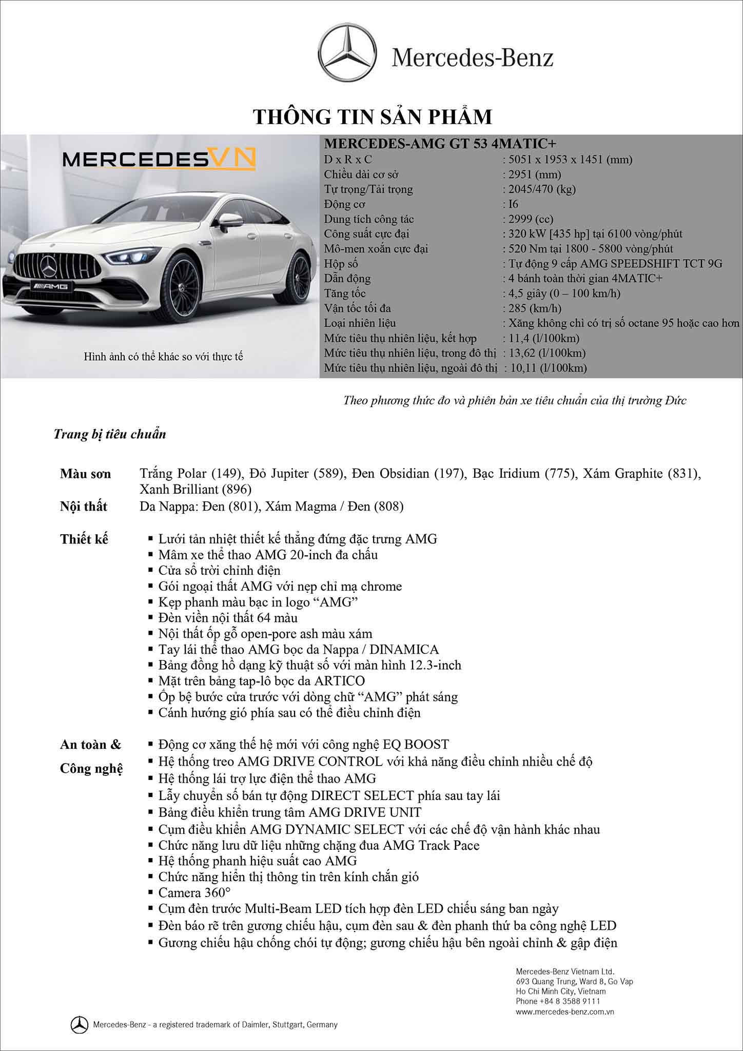 Bảng thông số kỹ thuật Mercedes AMG GT 53 4MATIC+ 2020