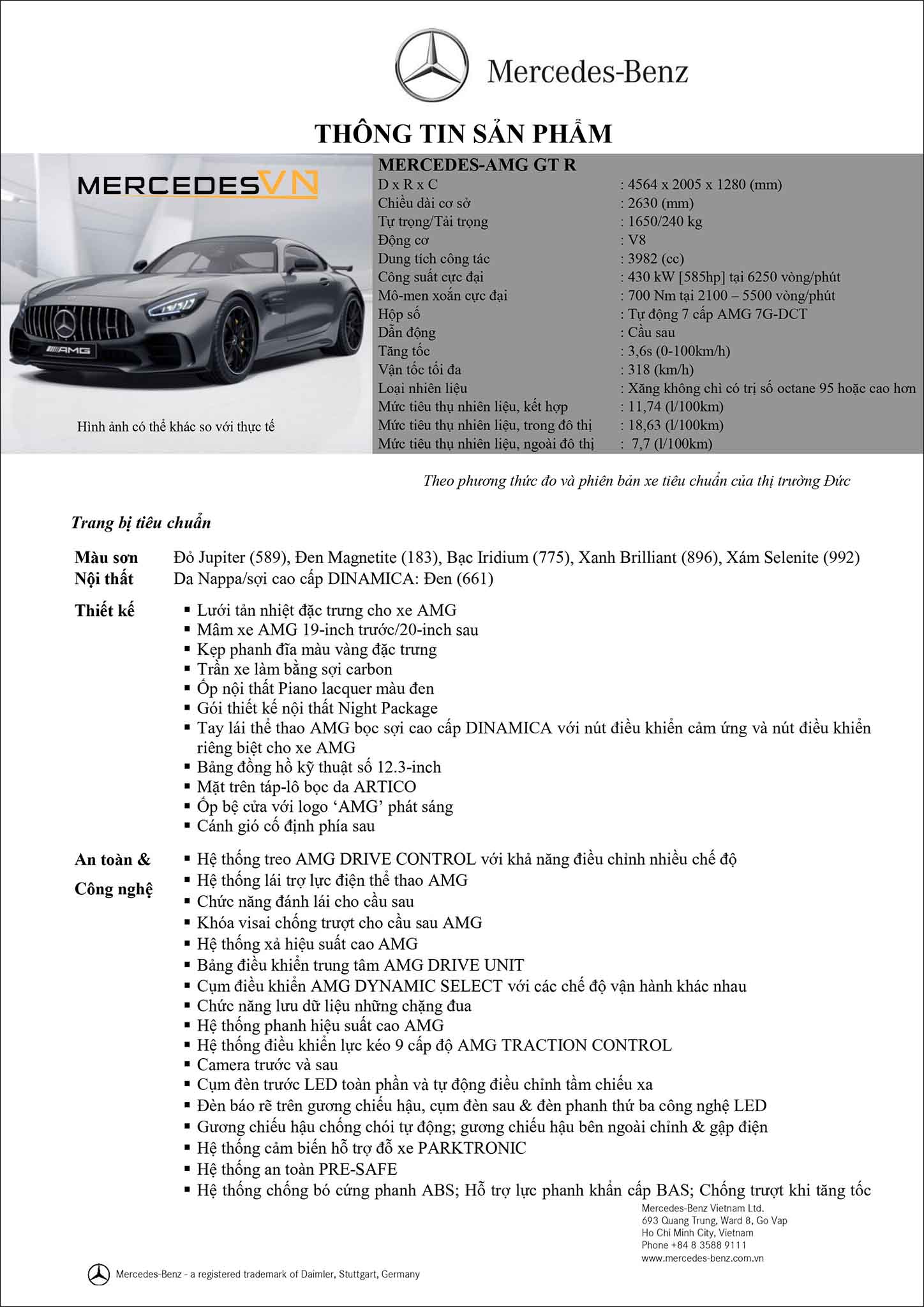 Bảng thông số kỹ thuật Mercedes AMG GT R 2020