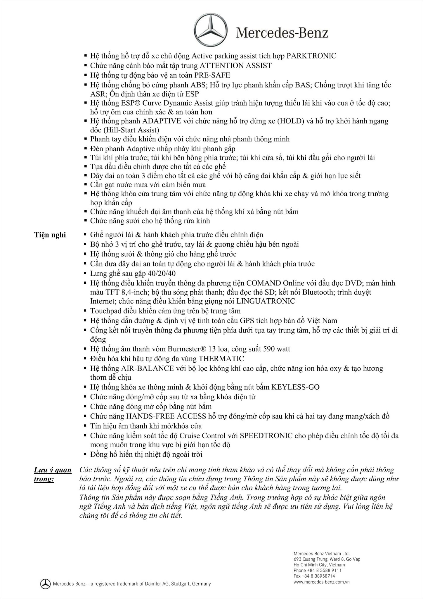 Bảng thông số kỹ thuật Mercedes AMG C43 4MATIC Coupe 2019 tại MercedesVN