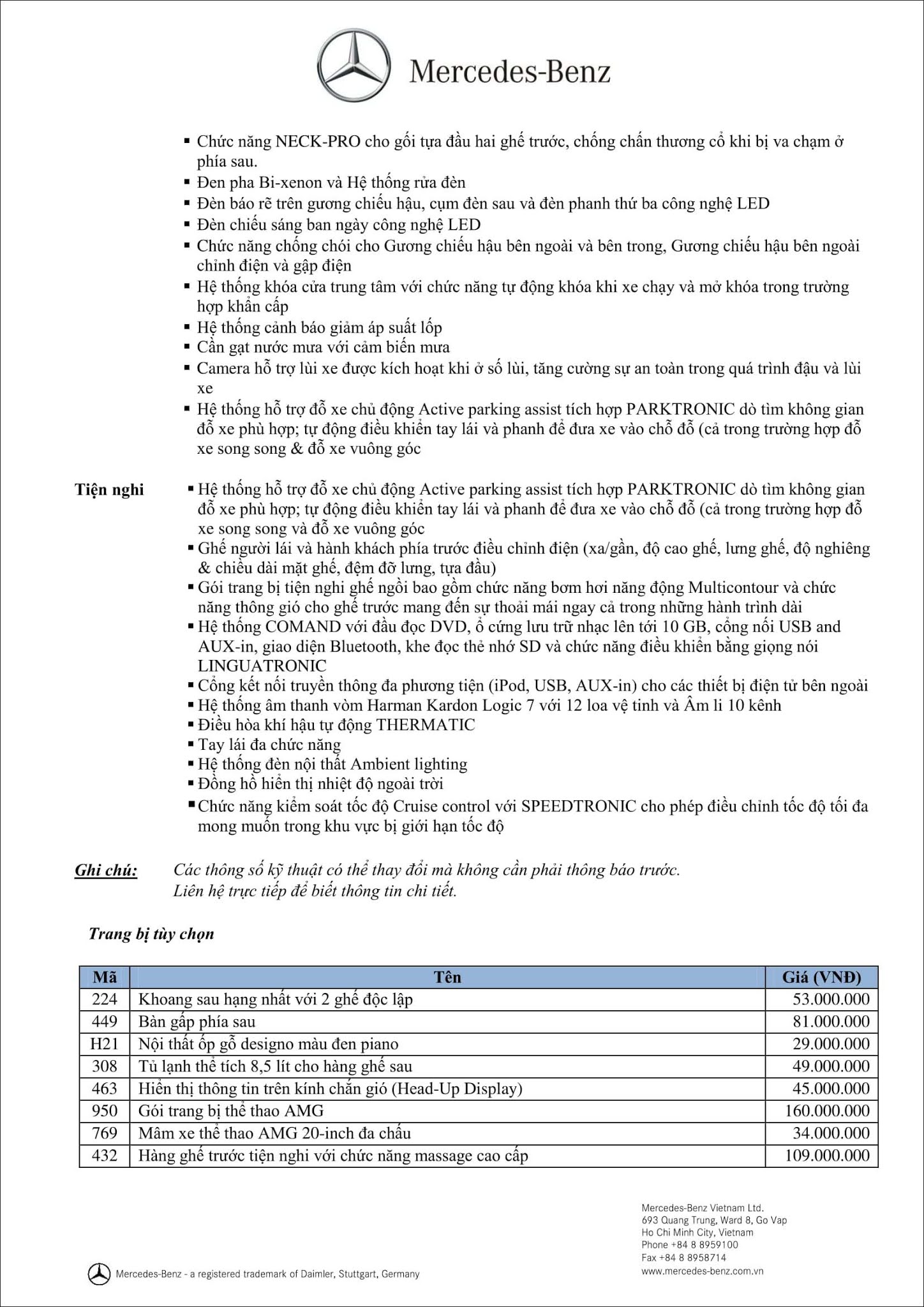 Bảng thông số kỹ thuật Mercedes AMG G63 2019 tại MercedesVN