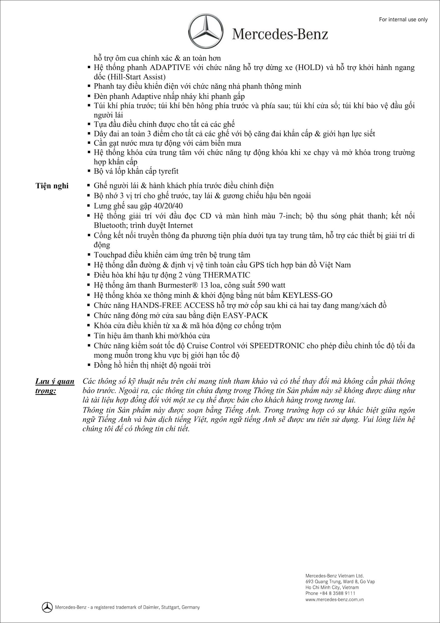 Bảng thông số kỹ thuật Mercedes AMG GLC 43 4MATIC 2019 tại MercedesVN