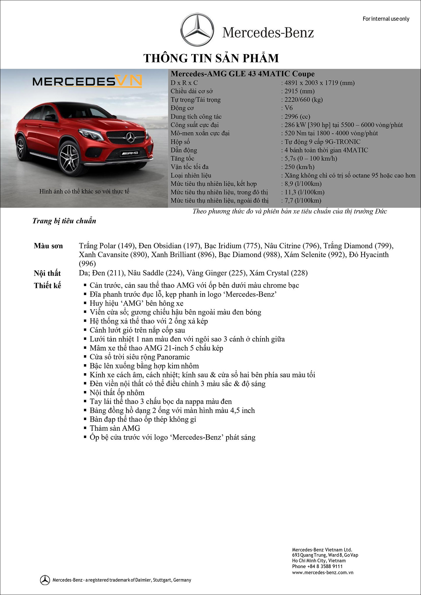 Bảng thông số kỹ thuật Mercedes AMG GLE 43 4MATIC Coupe 2019 tại MercedesVN