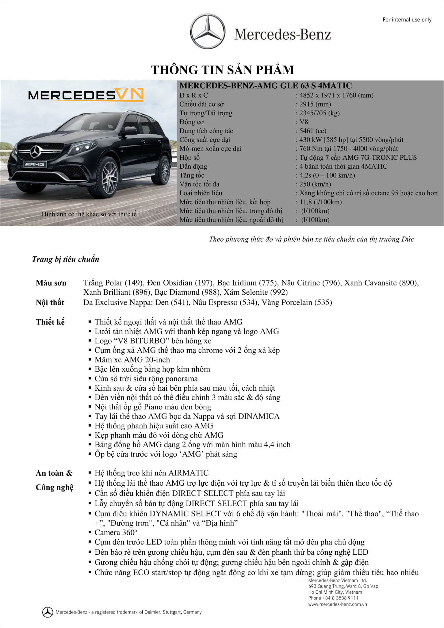 Bảng thông số kỹ thuật Mercedes AMG GLE 63 S 4MATIC 2019 tại MercedesVN