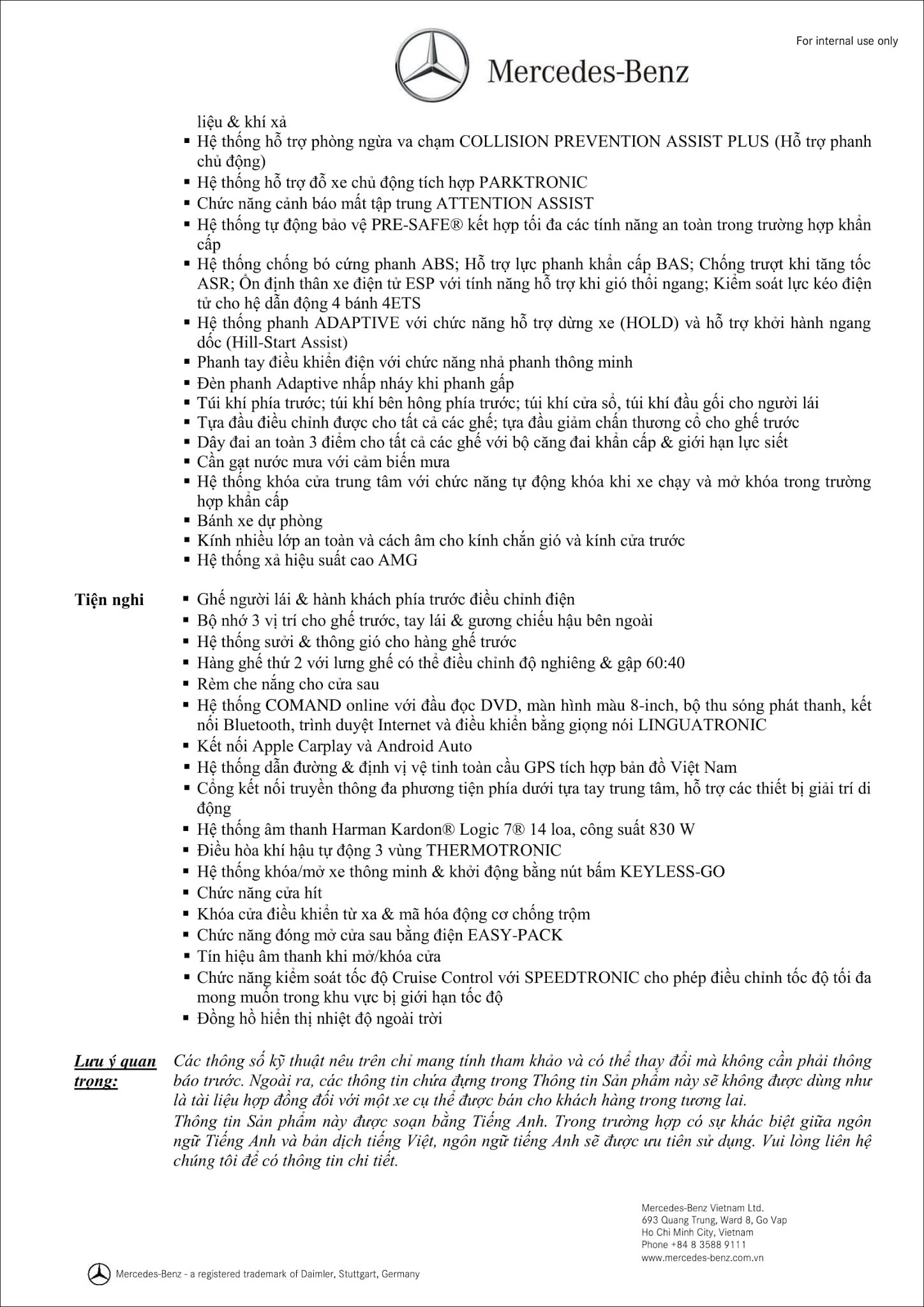 Bảng thông số kỹ thuật Mercedes AMG GLE 63 S 4MATIC 2019 tại MercedesVN