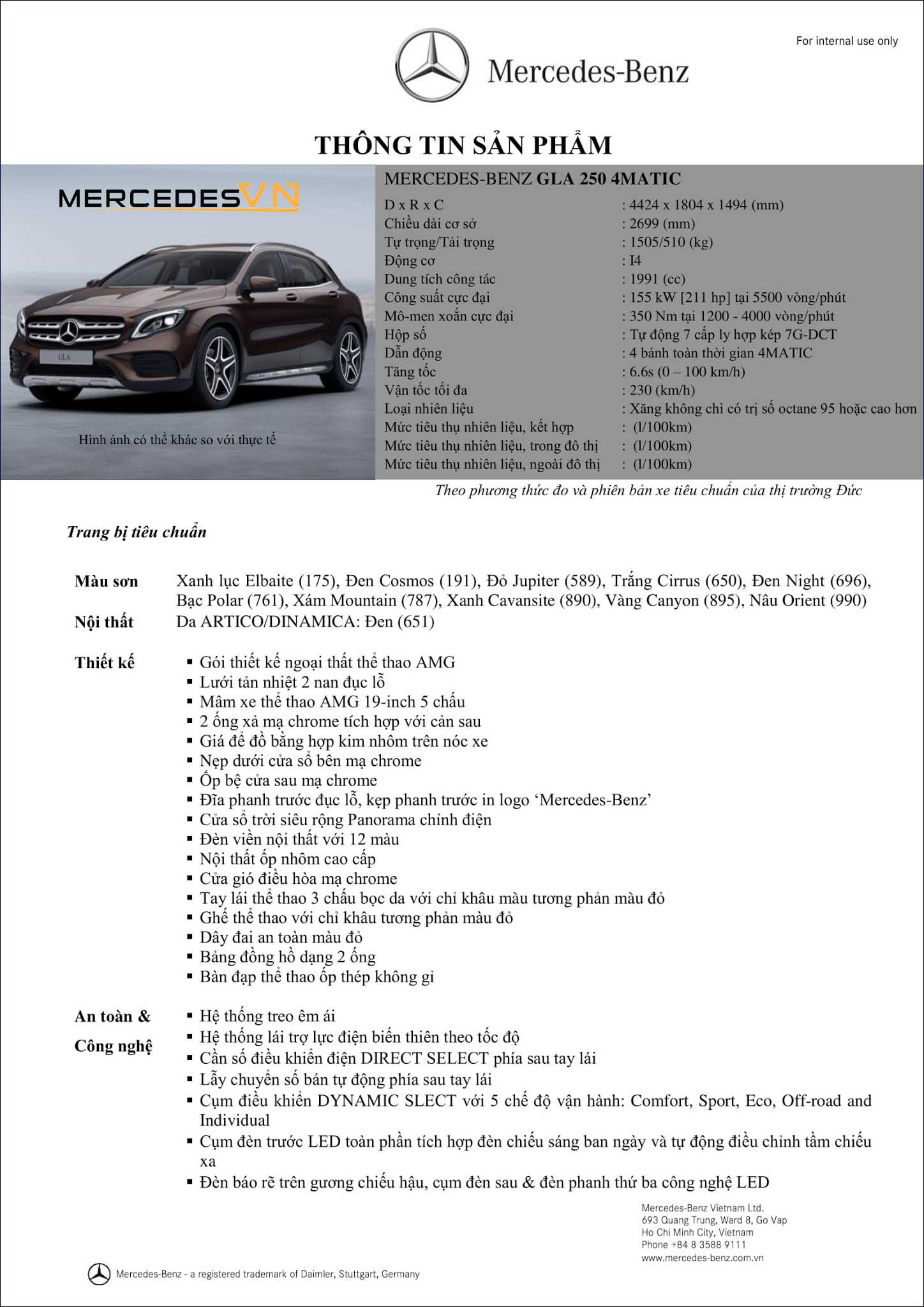 Bảng thông số kỹ thuật Mercedes GLA 250 4MATIC 2019 tại MercedesVN