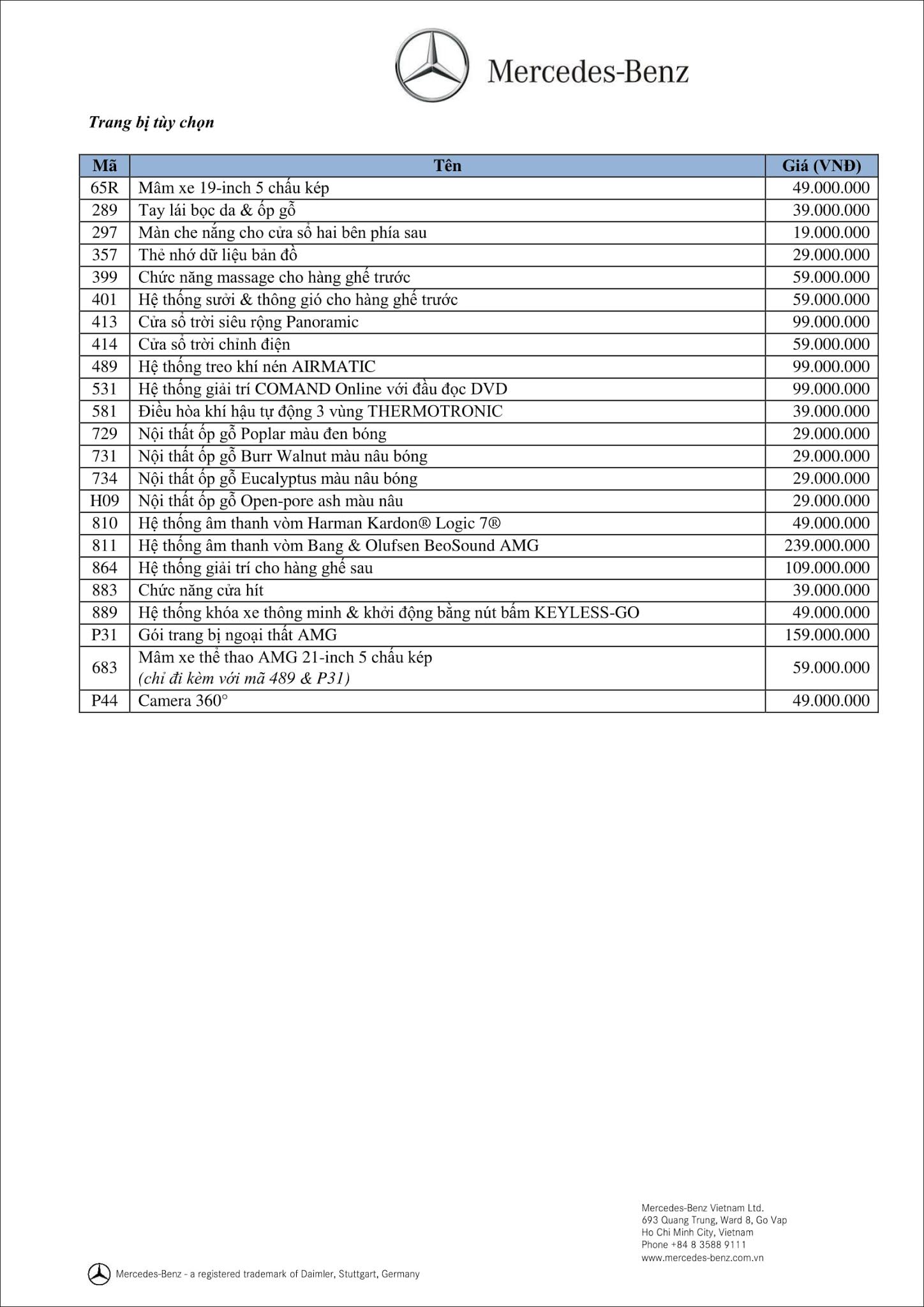 Bảng thông số kỹ thuật Mercedes GLE 400 4MATIC 2019 tại MercedesVN