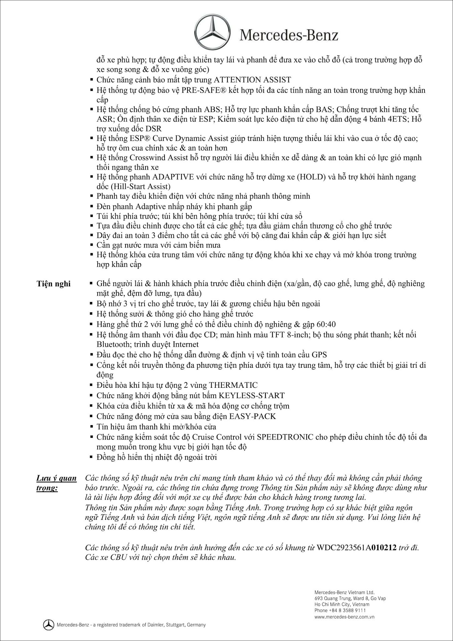 Bảng thông số kỹ thuật Mercedes GLE 400 4MATIC Coupe 2019 tại MercedesVN