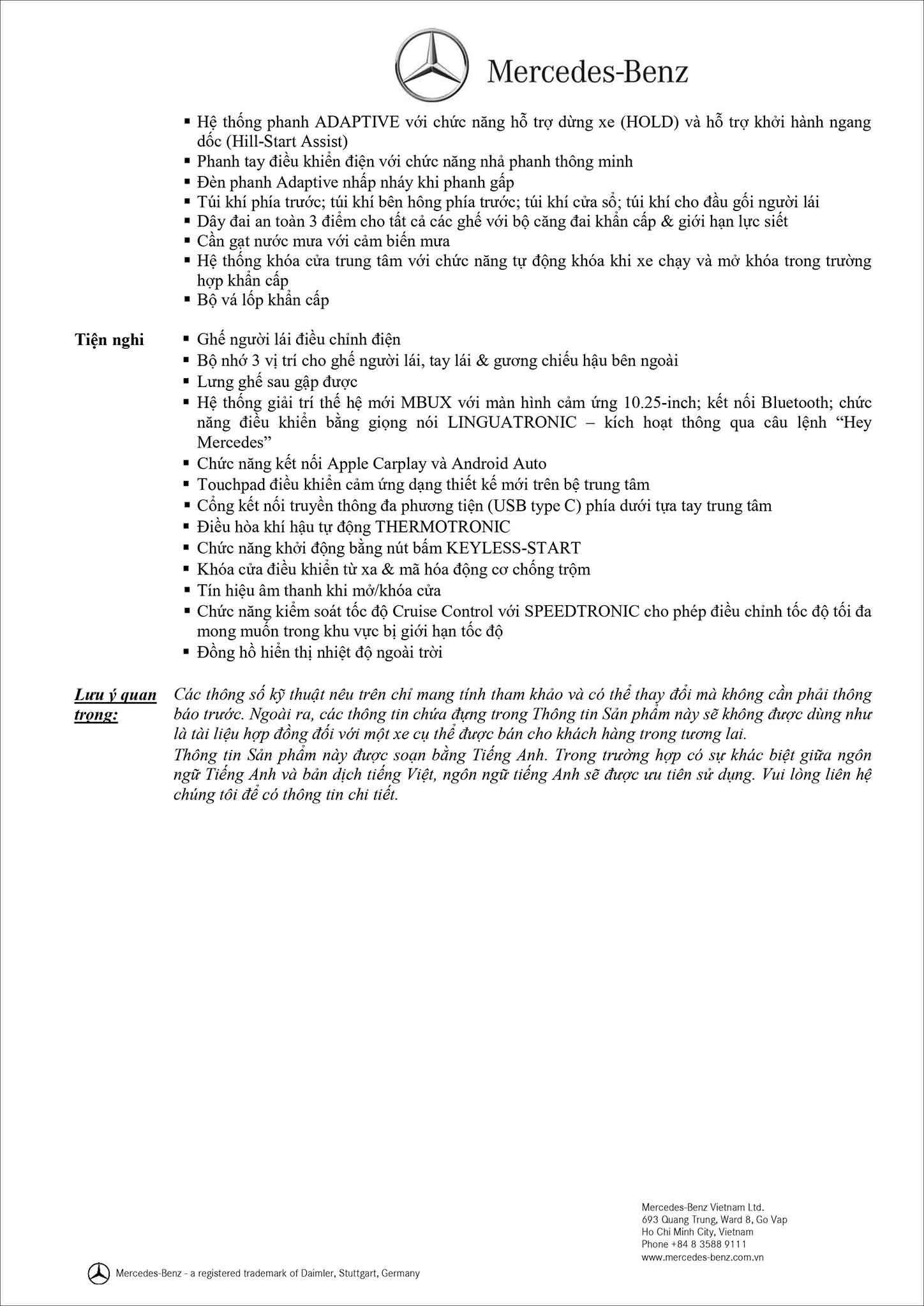 Bảng thông số kỹ thuật Mercedes AMG A35 4MATIC Sedan 2020 mới ra mắt